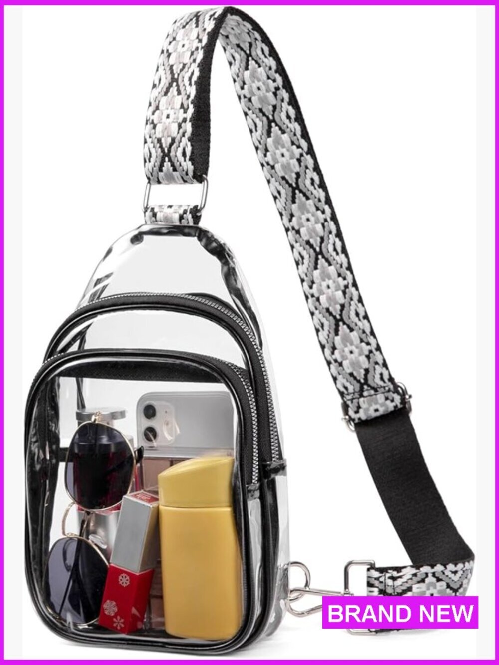 Clear Crossbody Bag Stadium Approved Lightweight TPU Sling Purse Adjustable - Picture 1 of 7